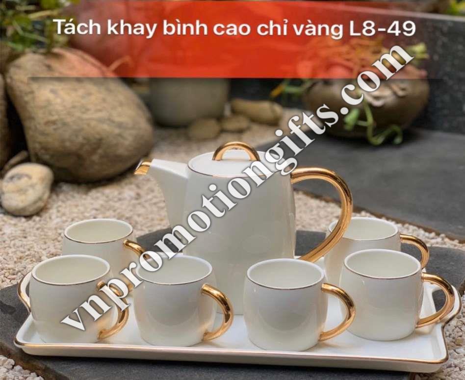 Bộ bình trà cao chỉ vàng