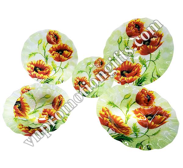 Bộ khay dĩa thủy tinh màu